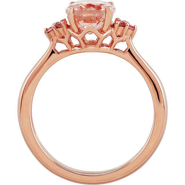 2 CT Morganite & Pink Sapphire Vintage Ring 14K Rose Gold