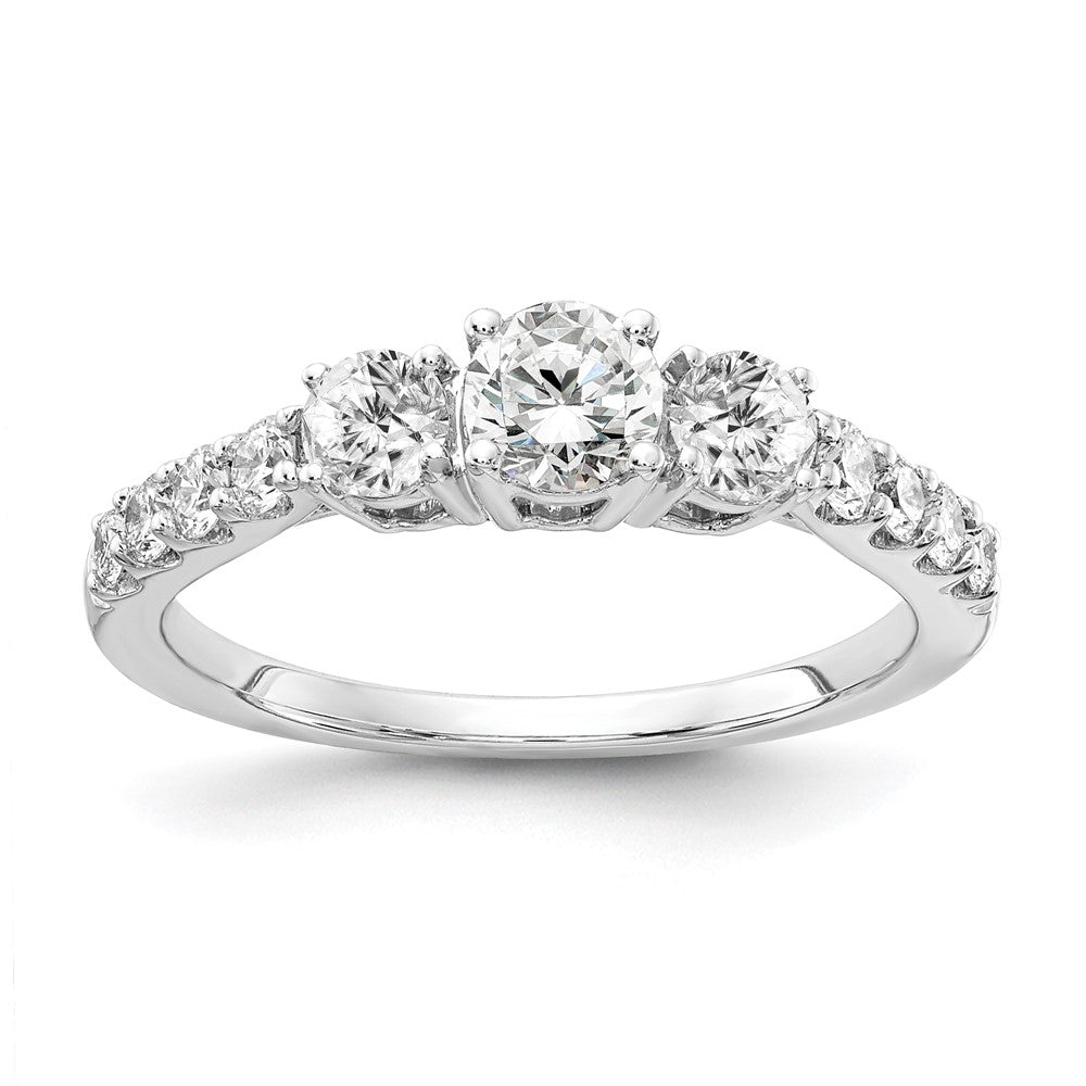 14k White Gold Lab Grown Diamond 3-stone Band Ring 1.5ct Clarity- VS Color- G-H