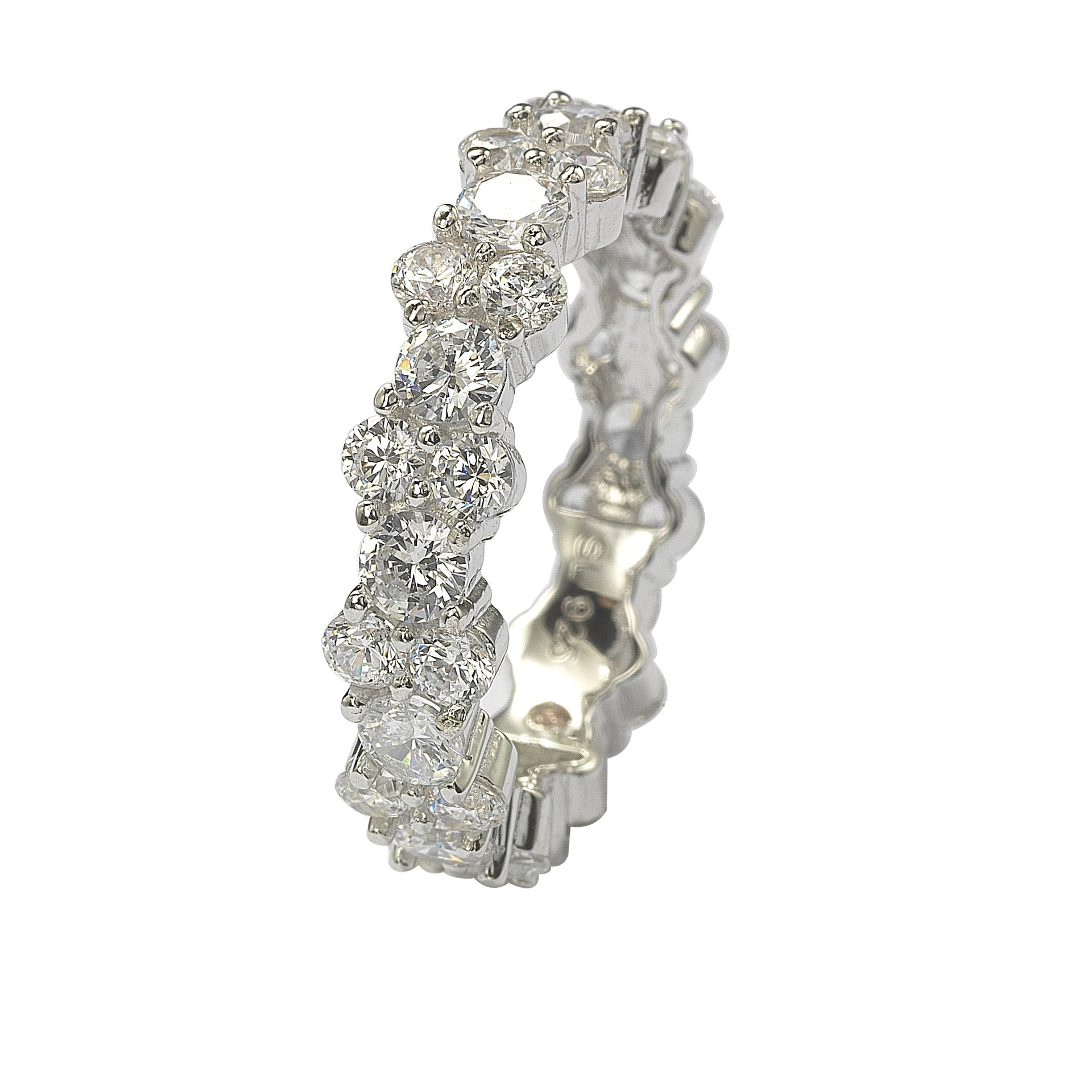 Suzy Levian Sterling Silver White Cubic Zirconia Round Cut Eternity Band