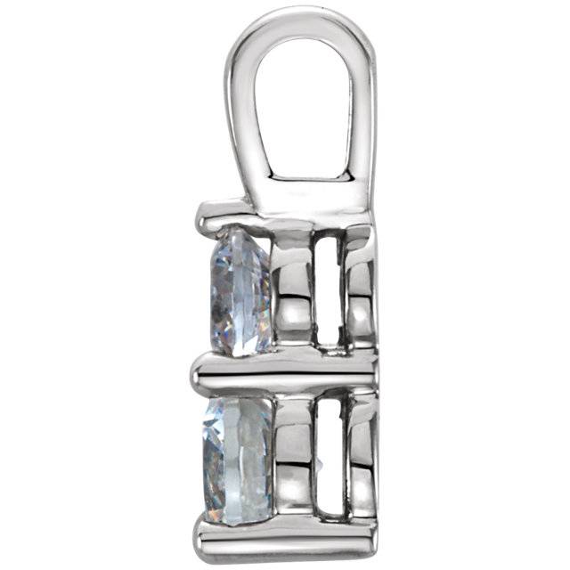 3/4CT TWo Stone Diamond Pendant 14K White Gold