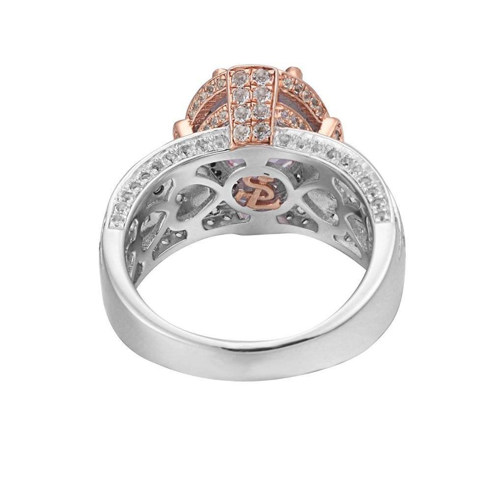 Suzy Levian Two-Tone Sterling Silver 4.9 cttw Purple Amethyst Ring