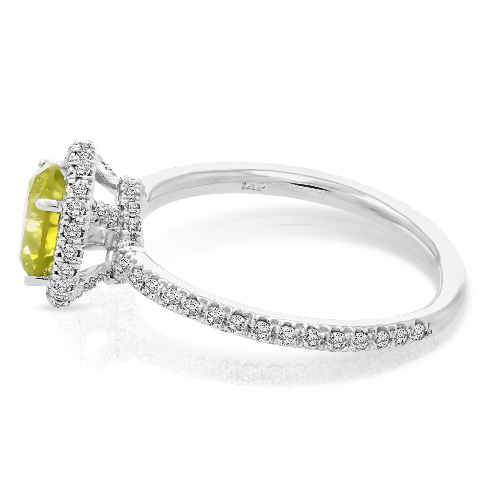 2 cttw Yellow and White Diamond Engagement Ring 14K White Gold Bridal