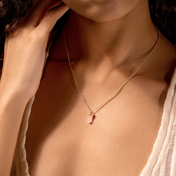 Delicate Guidance - Rose Quartz Evil Eye Pointer Necklace