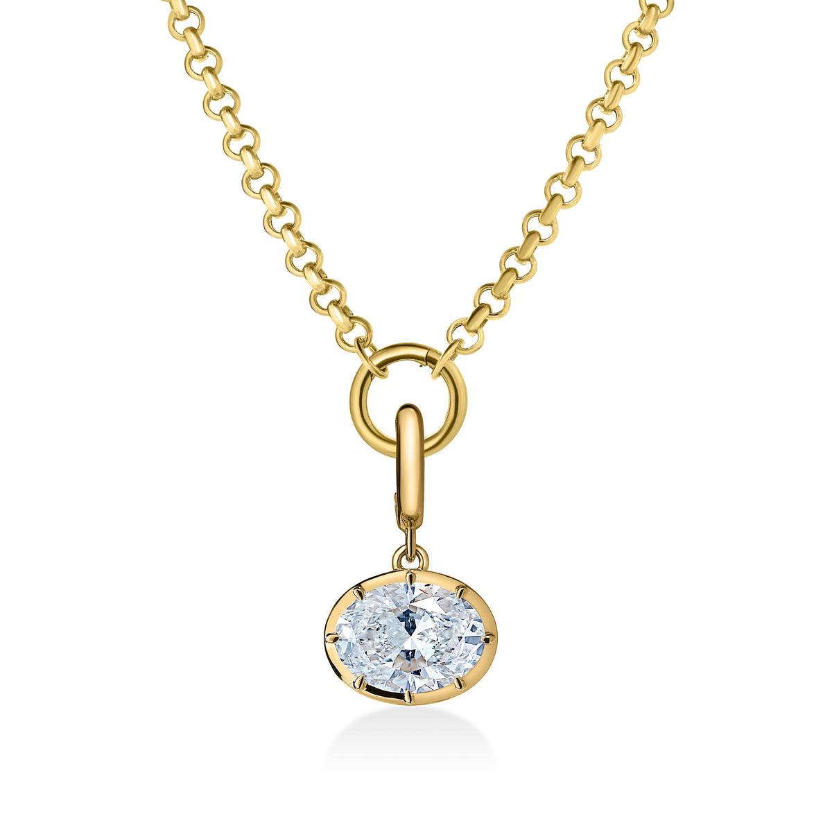 Georgian East-West Oval Lab Diamond Rolo Necklace