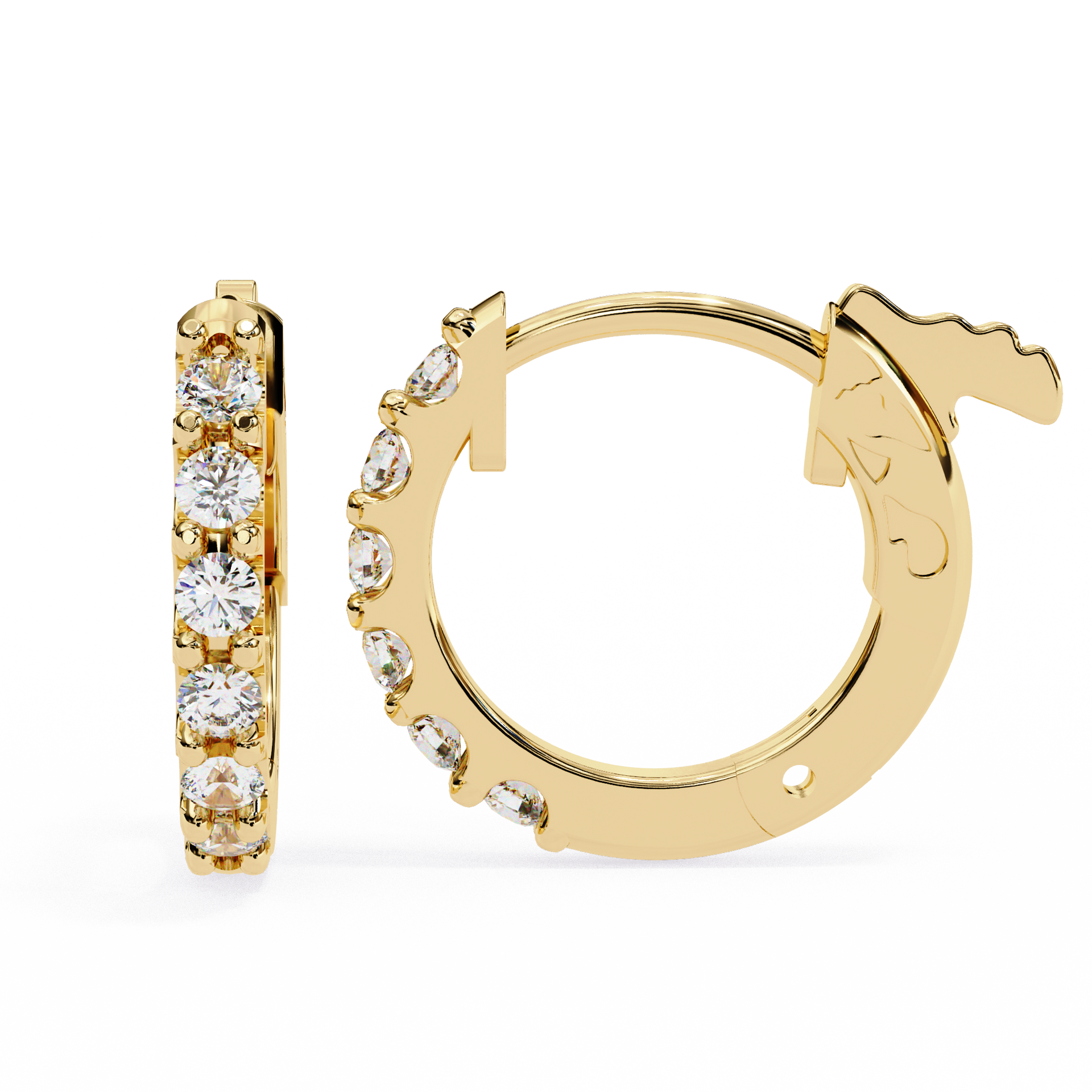 Round-Cut Lab-grown Diamond Antique Hoop Earrings in 10K White Gold