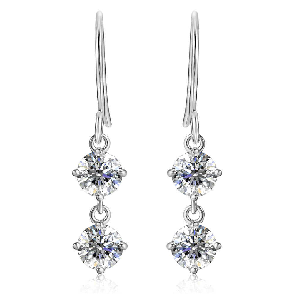 Moissanite by Cate & Chloe Talia 18k Gold Plated 925 Sterling Silver Dangle Earrings 2tcw