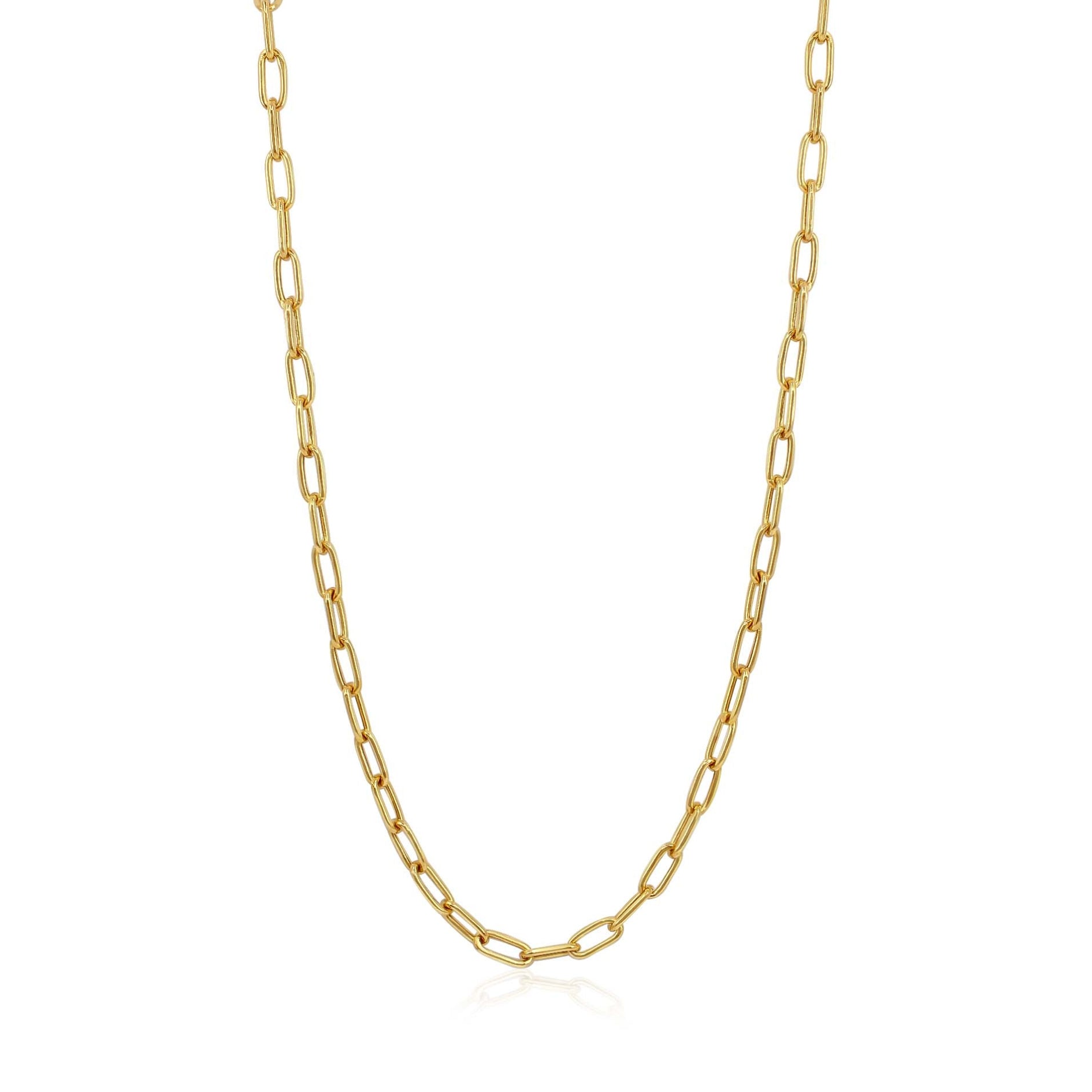 Gold Small Paperclip Charm Chain Necklace