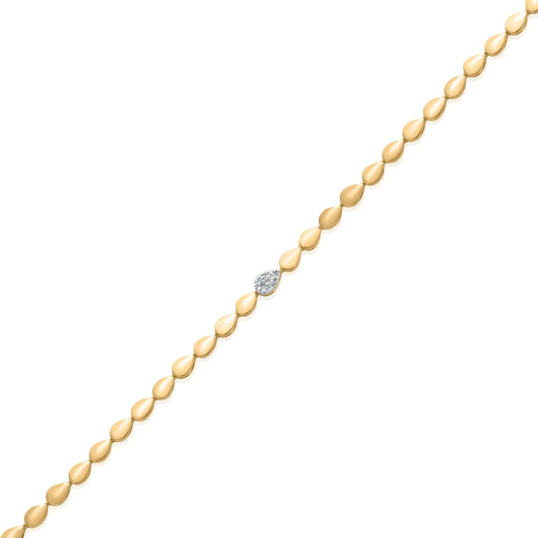 Gold Pave Diamond Pear Bracelet