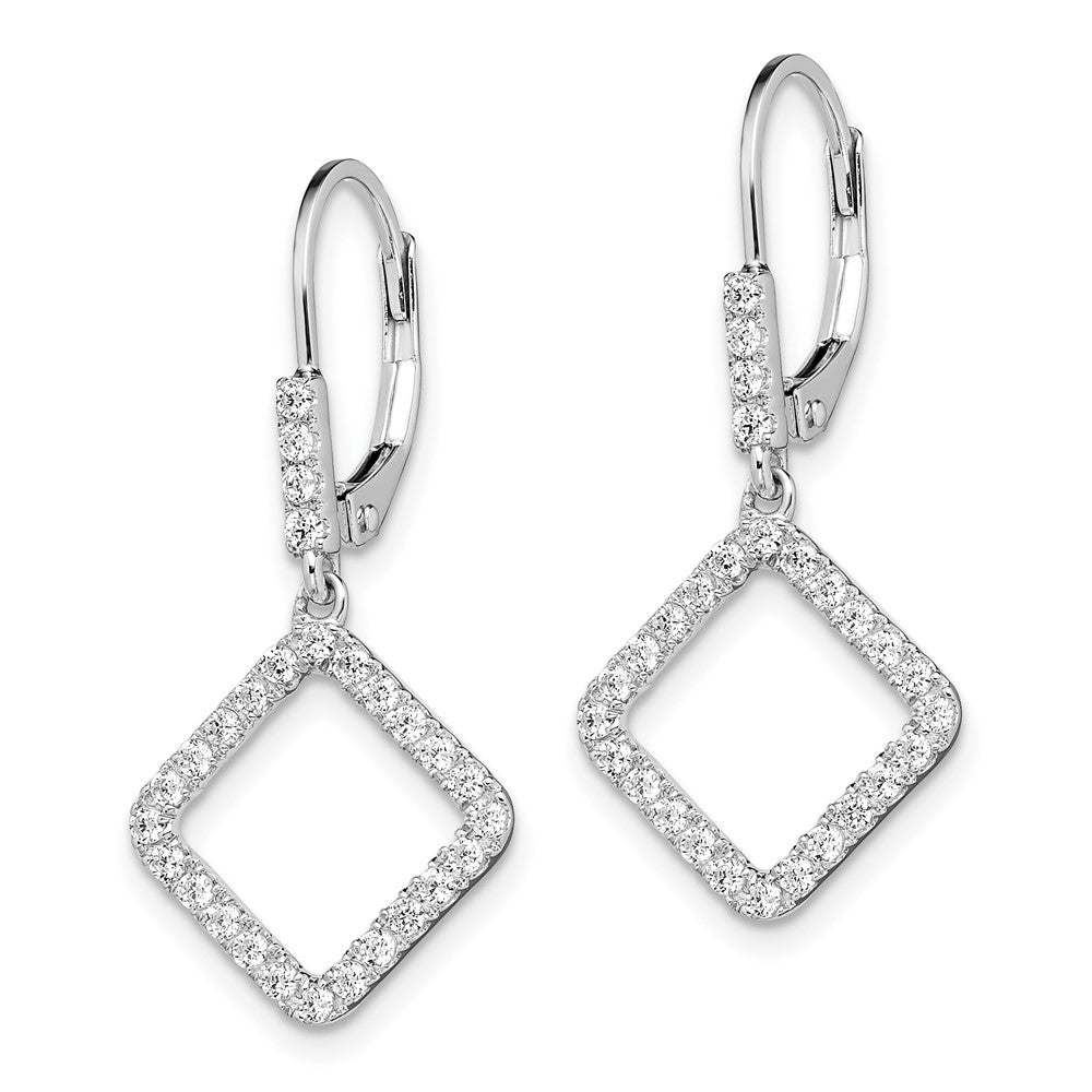 14K White Gold 1/2 CT Lab Grown Diamond Square Leverback Earrings VS Clarity G-H Color