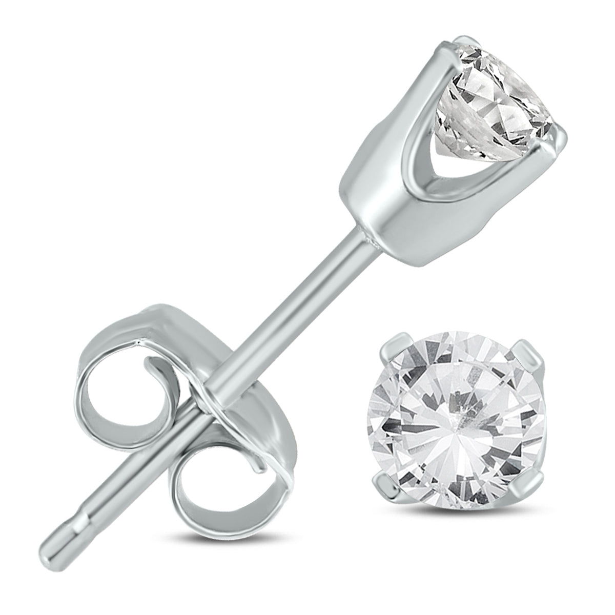 1/2 Carat TW Diamond Solitaire Stud Earrings In 14K White Gold