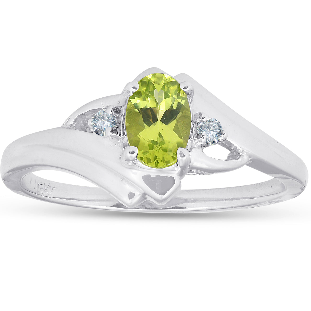 5/8 ct Oval Peridot & Diamond Ring 14K White Gold