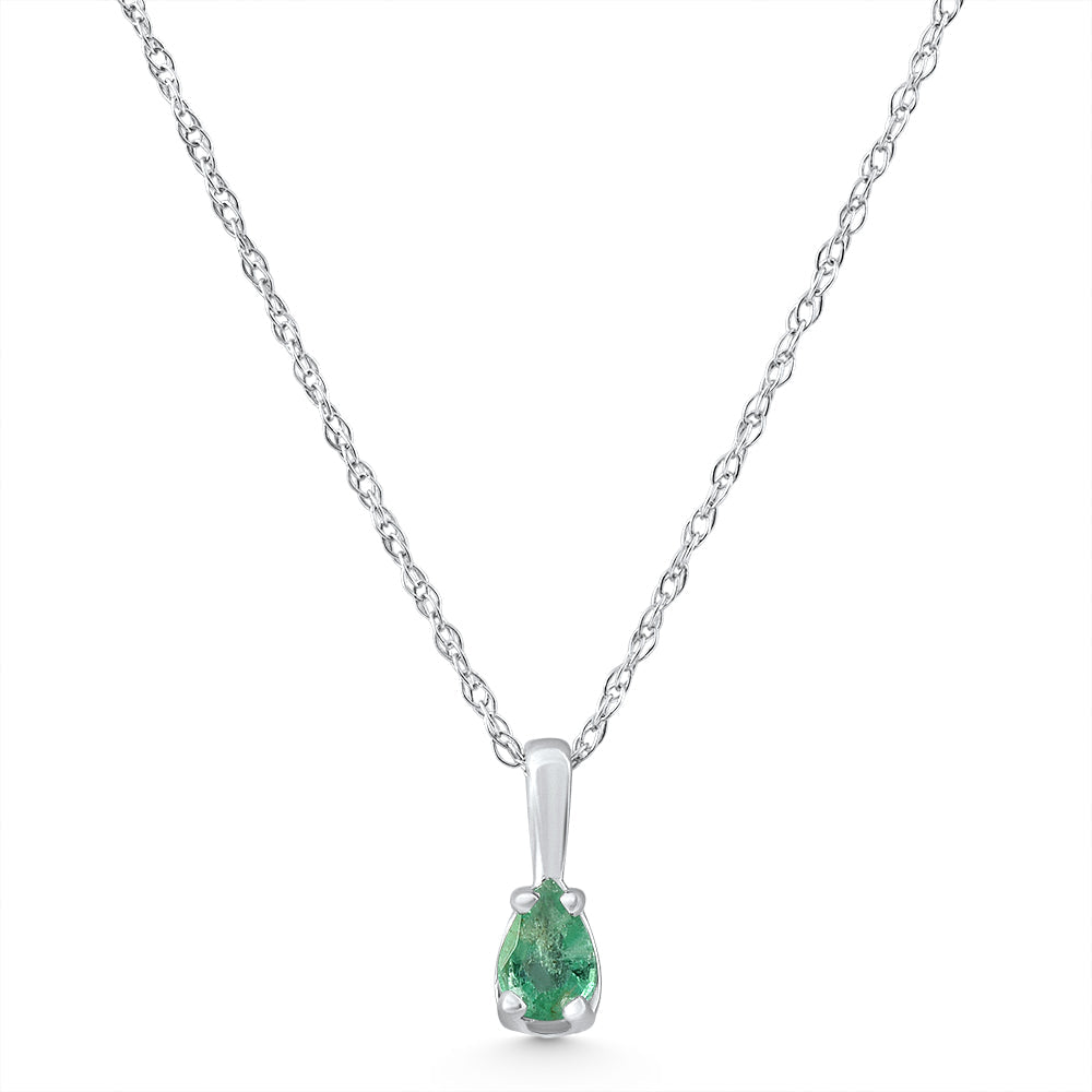 1/4Ct Pear Shaped Emerald Cut Pendant 10k White Gold