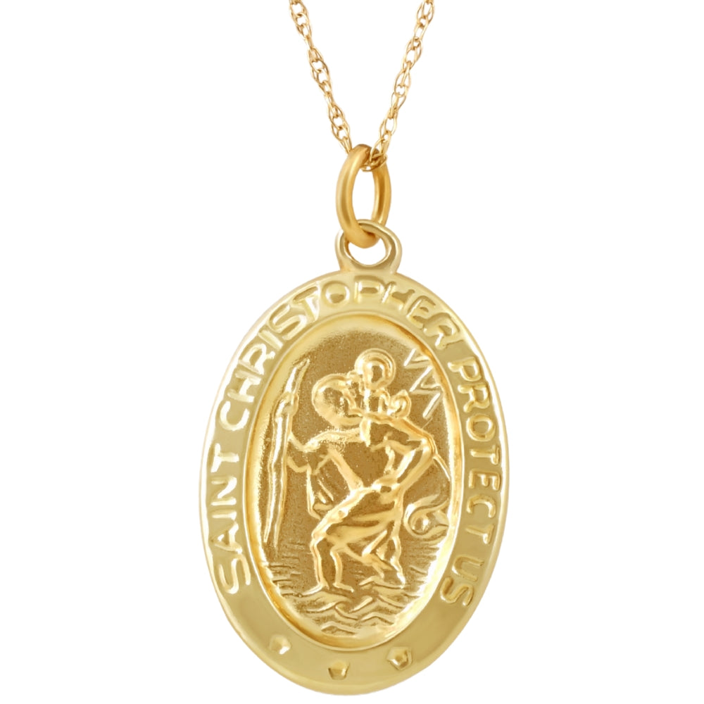14k Yellow Gold St. Christopher Medal Pendant .5' Tall 1.5 Grams