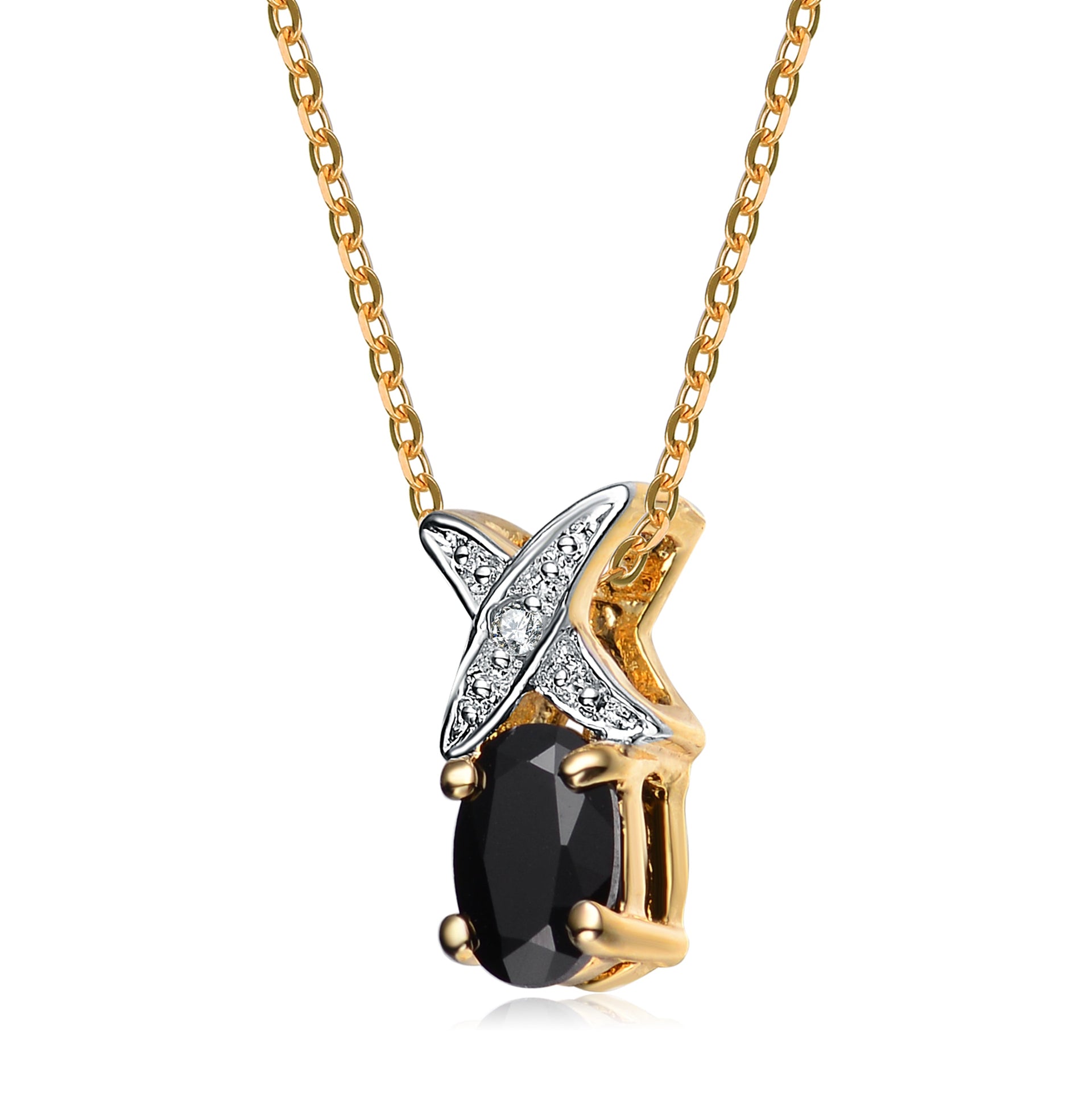 Sterling Silver White Cubic Zirconia Gold Plating Clear And Black Cubic Zirconia Pendant
