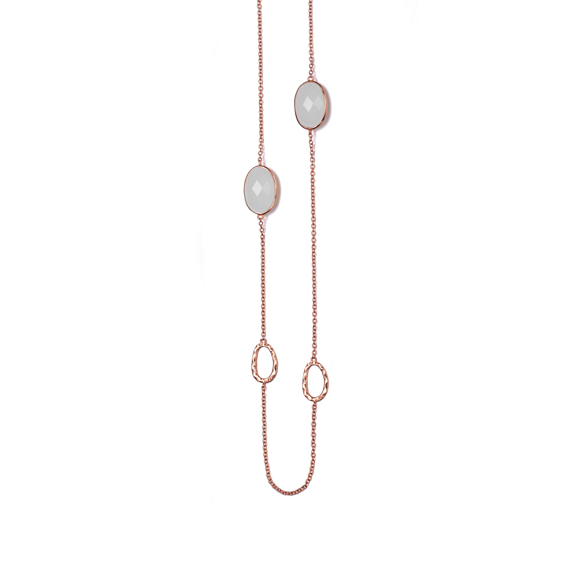 Sterling Silver Rose Gold Plated White Cubic Zirconia Station Necklace