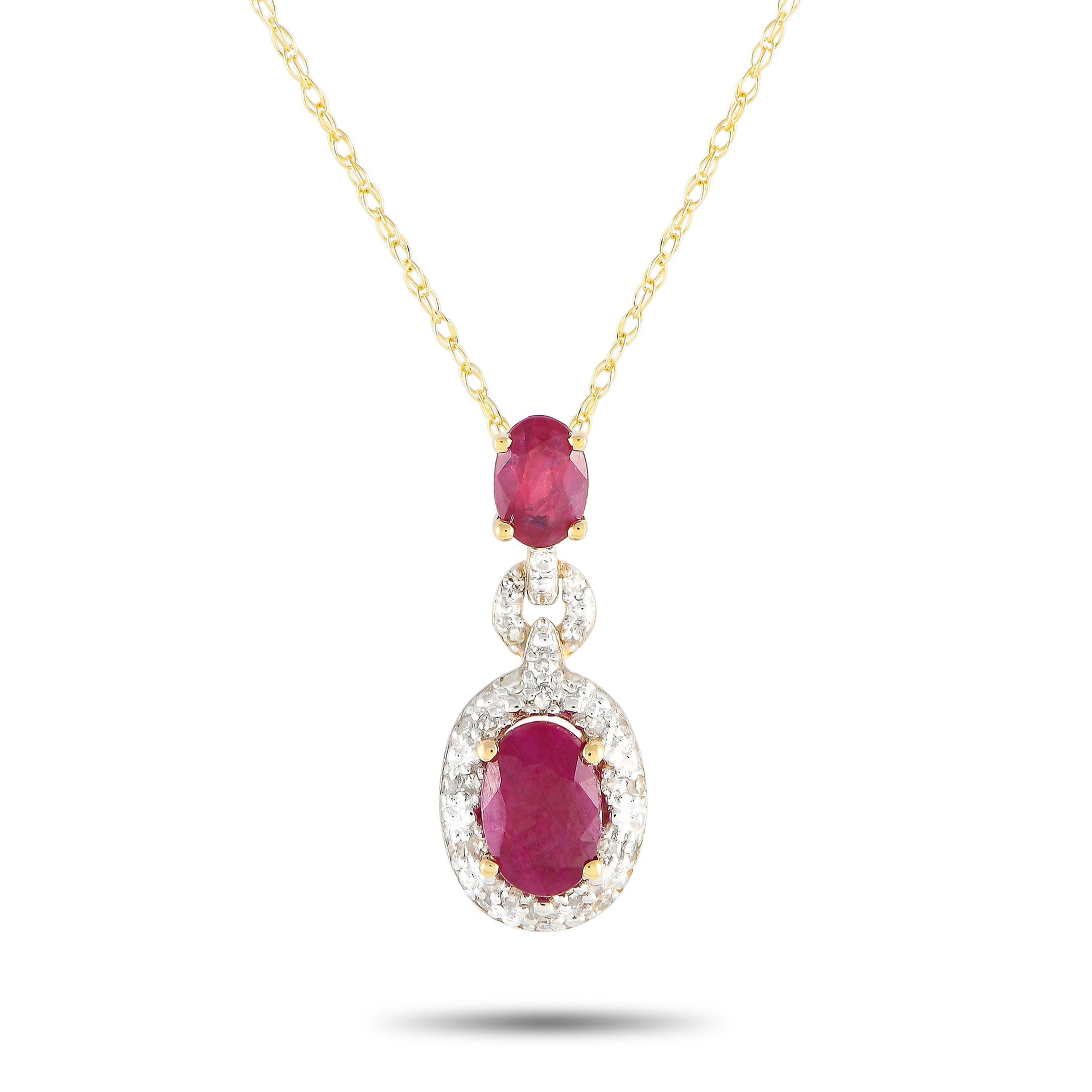 LB Exclusive 14K Yellow Gold 0.08ct Diamond and Ruby Necklace PD4-16183YRU