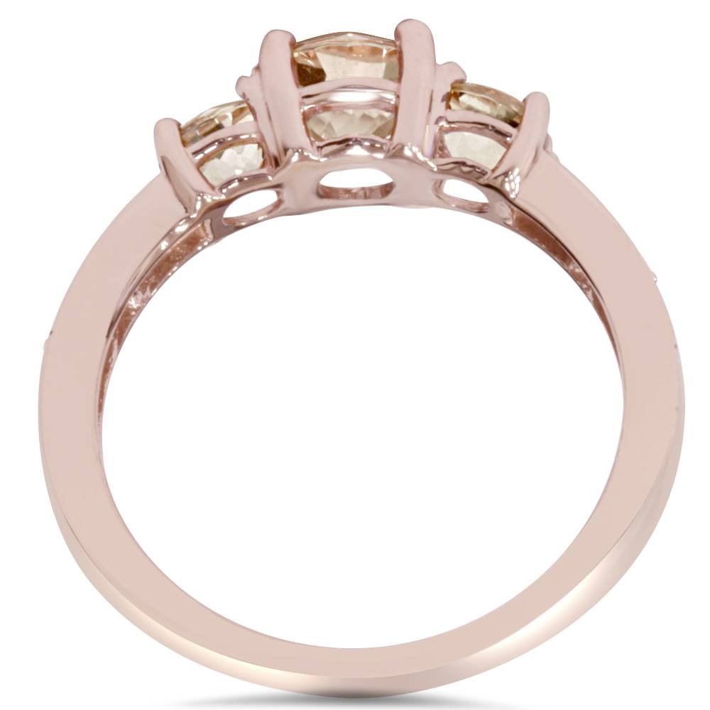 1 1/2 CT Morganite & Diamond 3-Stone Engagement Ring 14K Rose Gold