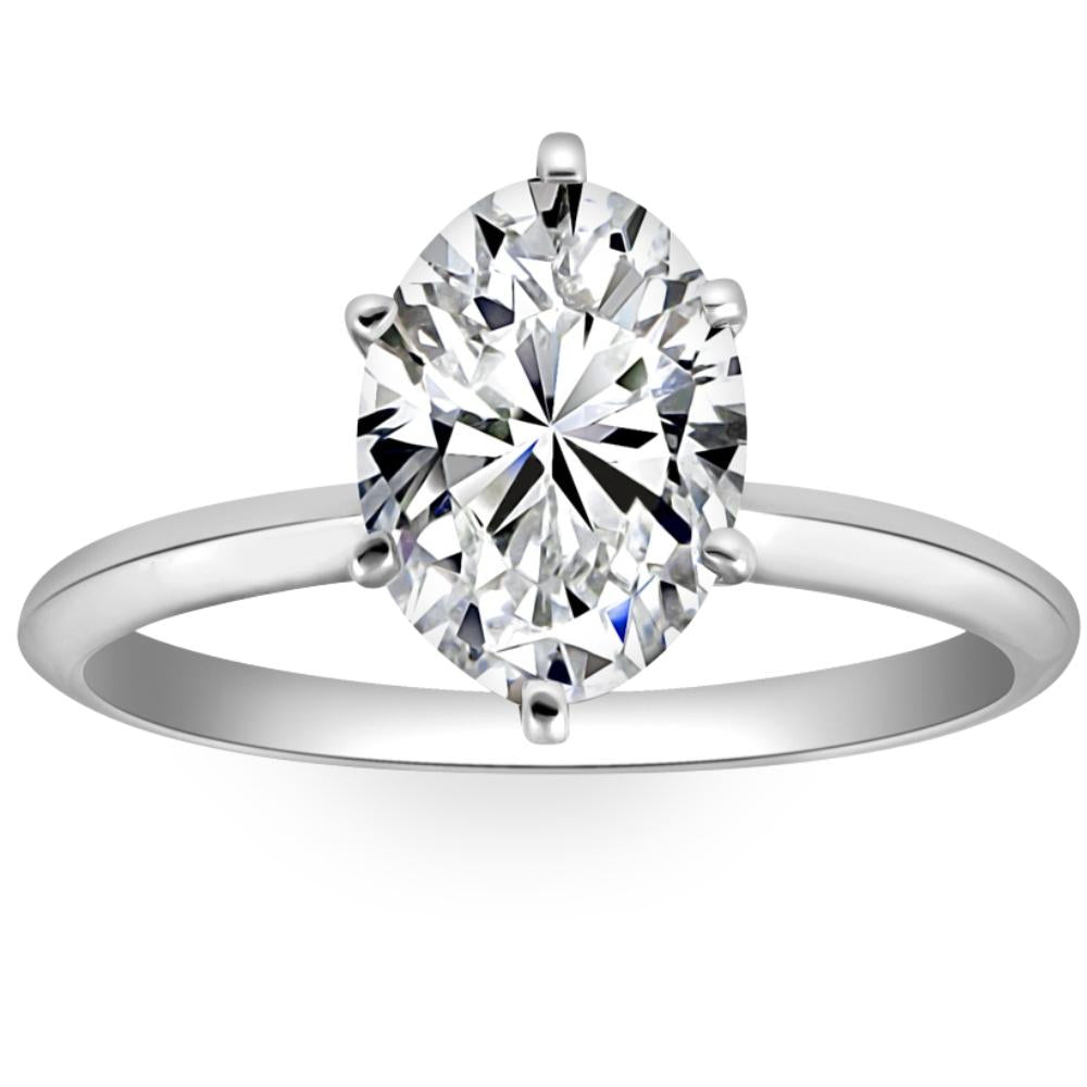 2 ct Platinum Oval Diamond 6-Prong Solitaire Engagement Ring Lab Grown