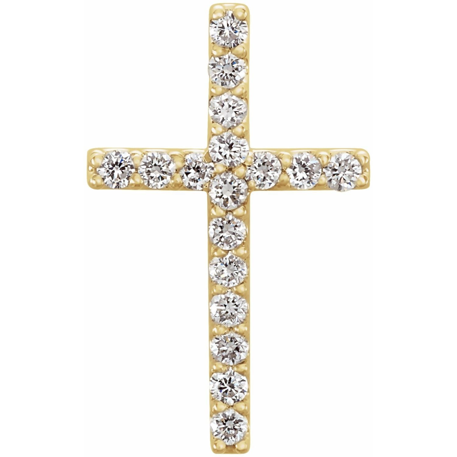 14k Gold 1/6ct Lab-grown Diamond Petite Cross Pendant