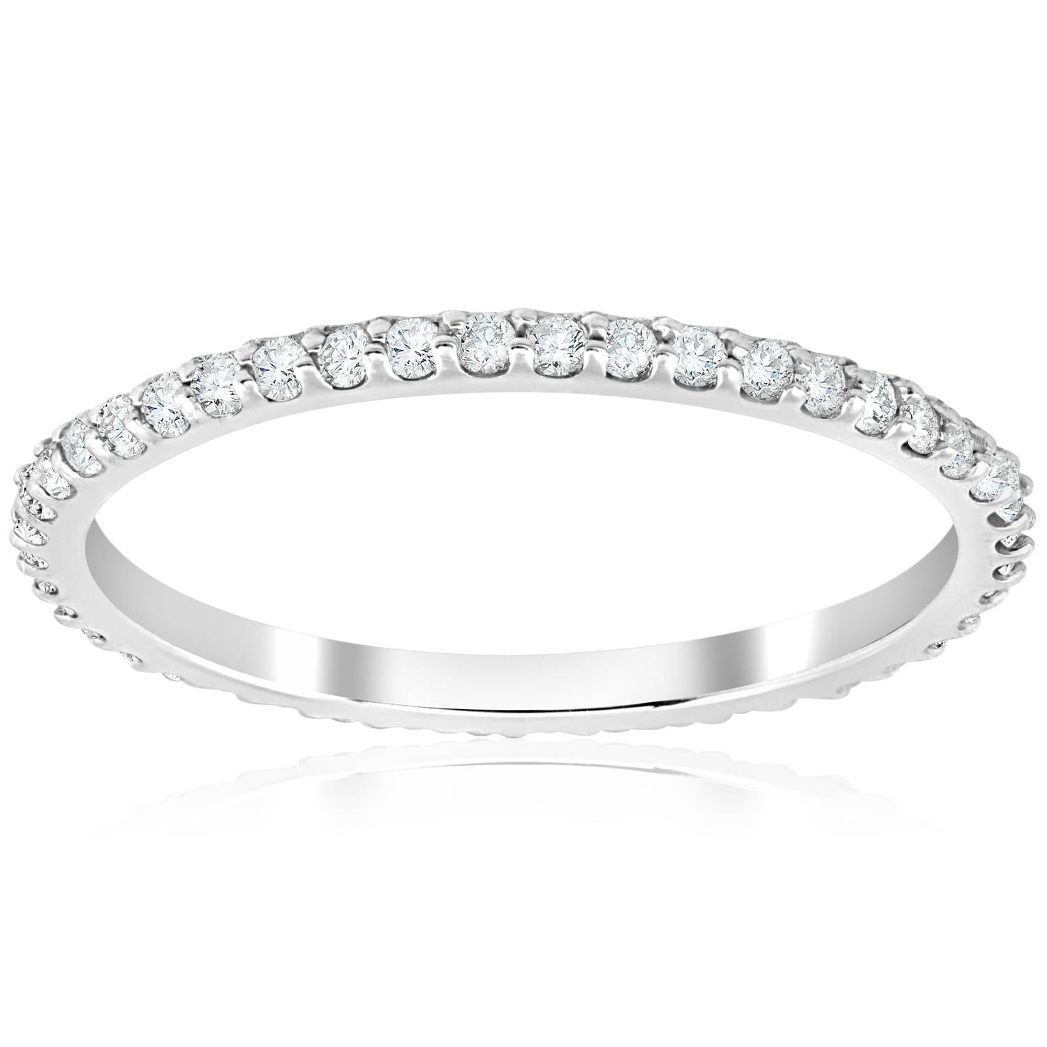 1/2 Ct Diamond Eternity Wedding Stackable Ring 14K White Gold 1.7mm Wide