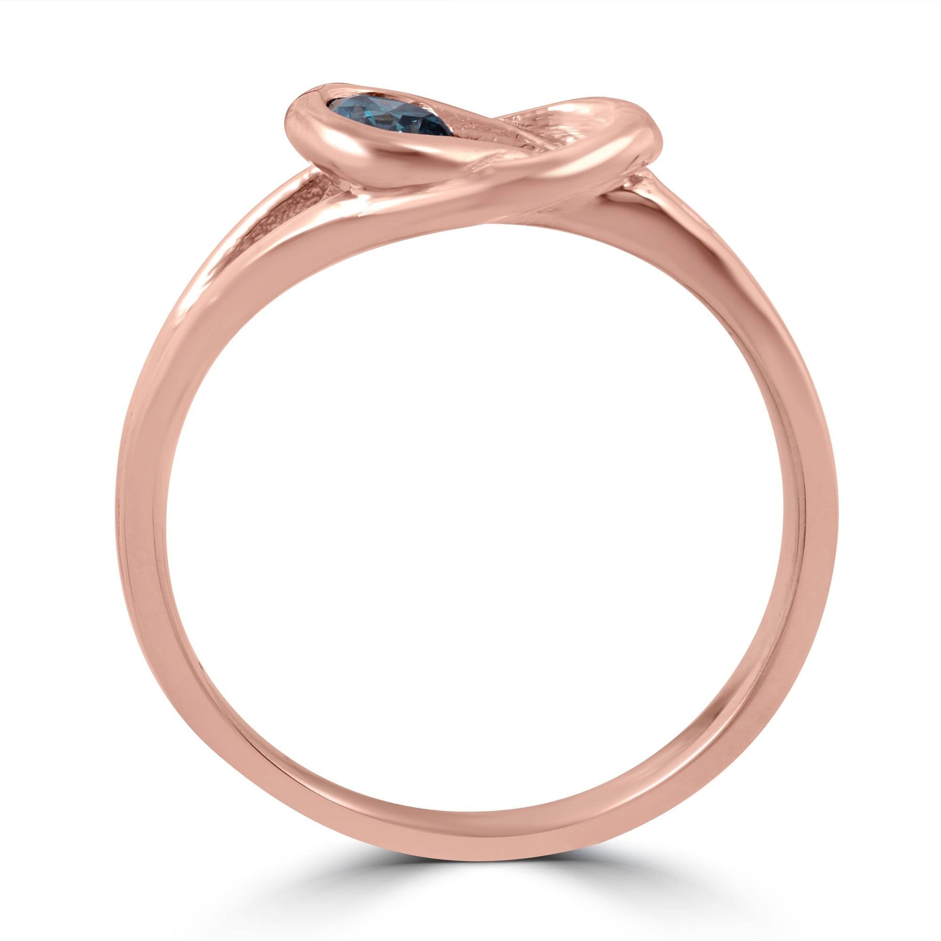 1/5ct Knot Treated Blue Diamond Solitaire Promise Ring 14K Rose Gold