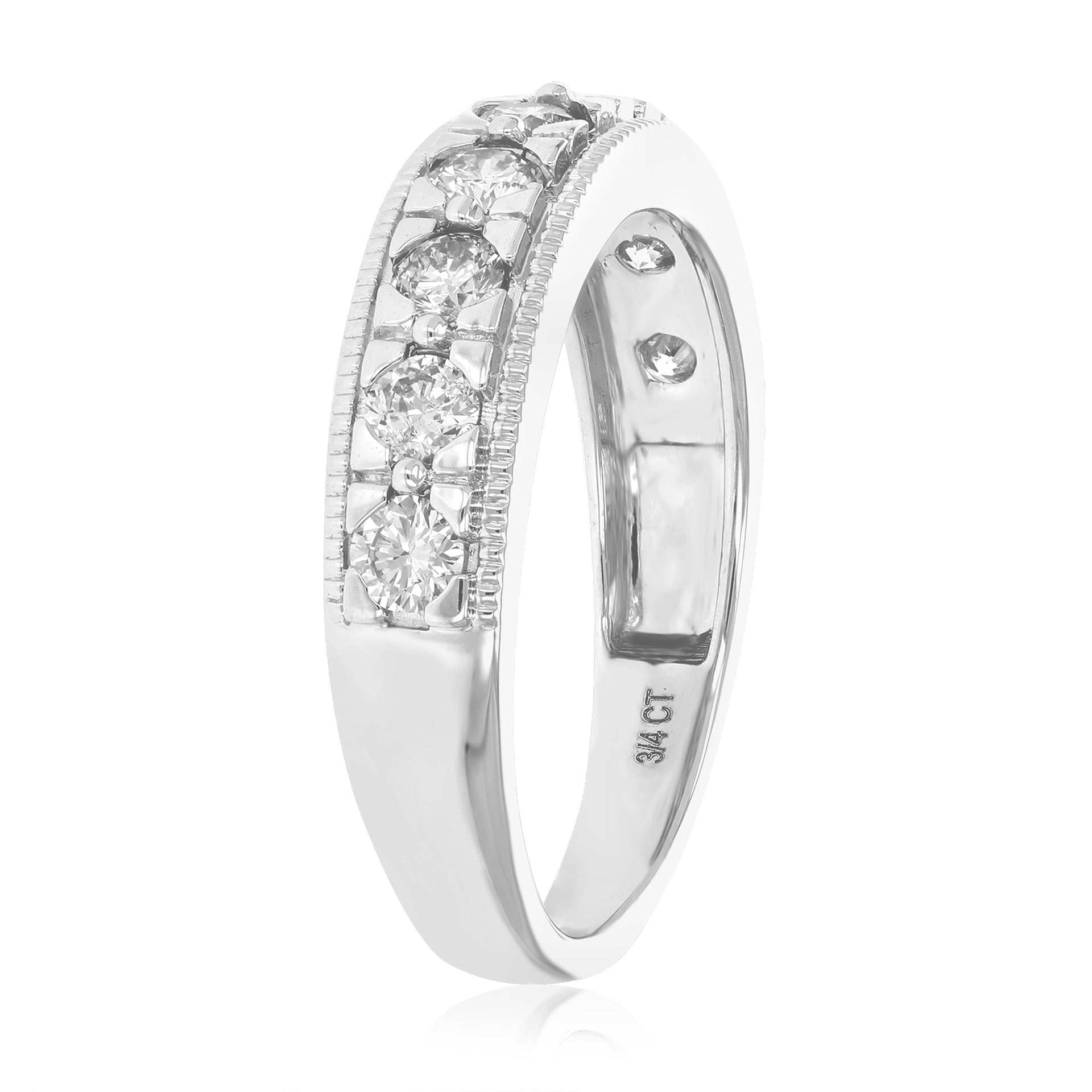 1/2 cttw Diamond Wedding Band For Women, Milgrain Diamond Wedding Band in 14K White Gold Prong Set