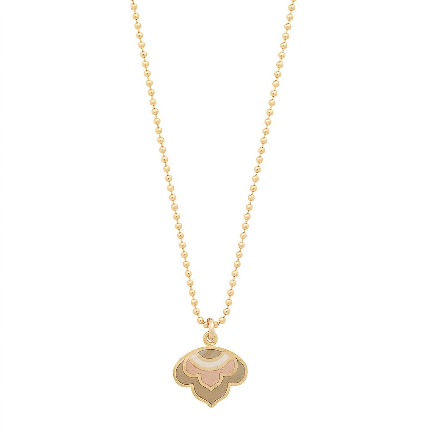 Women's Enameled Lotus Pendant Necklace In Vermeil/neutral