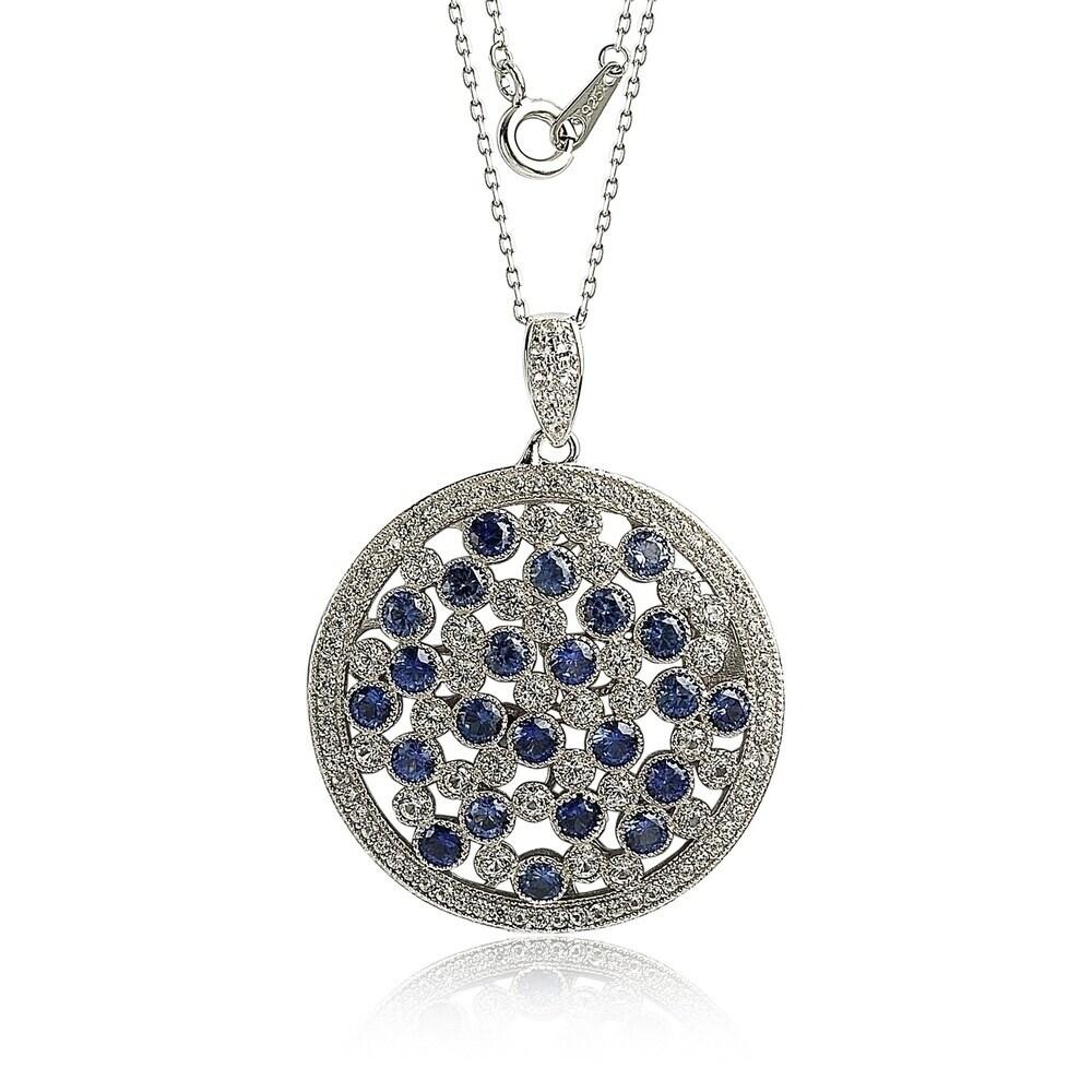 Suzy Levian Sterling Silver Sapphire & Diamond Accent Multi-Circle Pendant