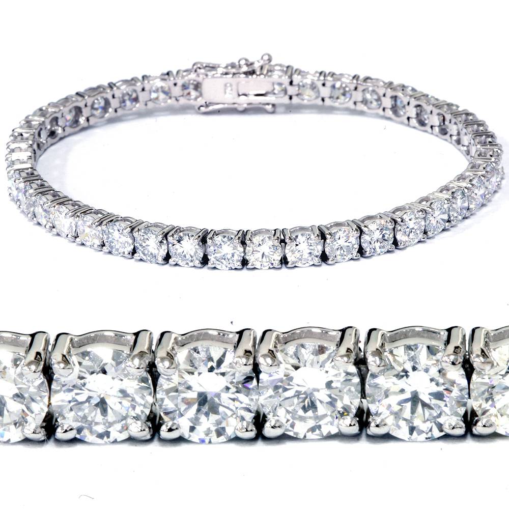 13Ct Round-Cut Diamond Tennis Bracelet 14k White Gold 7' Lab Grown