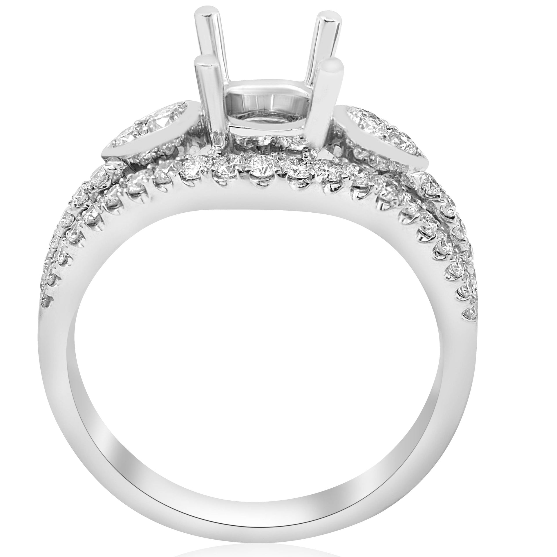 5/8ct Pave Halo Engagement Ring Setting 18K White Gold Semi Mount