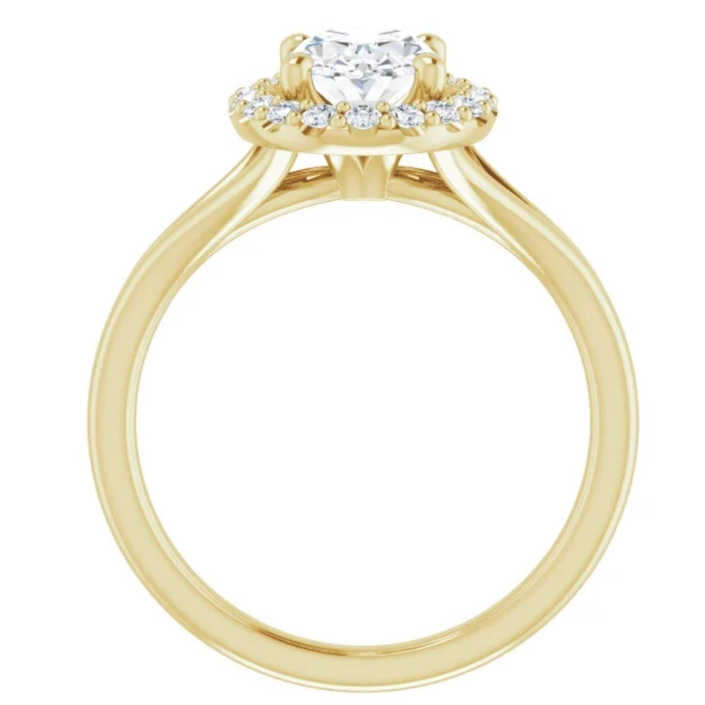 1 1/4 ct Oval Diamond Engagement Ring 14k Yellow Gold Halo Band Enhanced