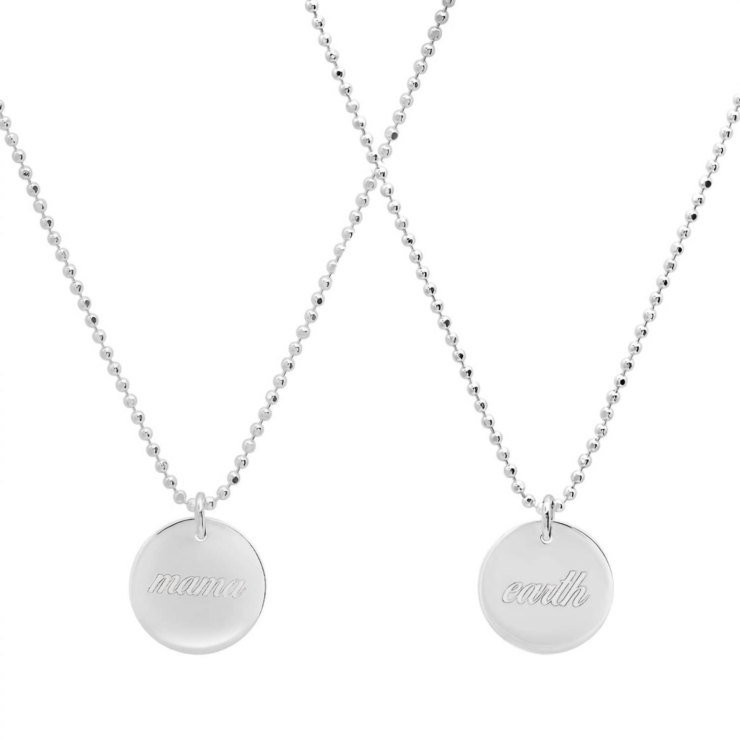 Women's Reversible 'mama Earth' Disc Necklace In Silver
