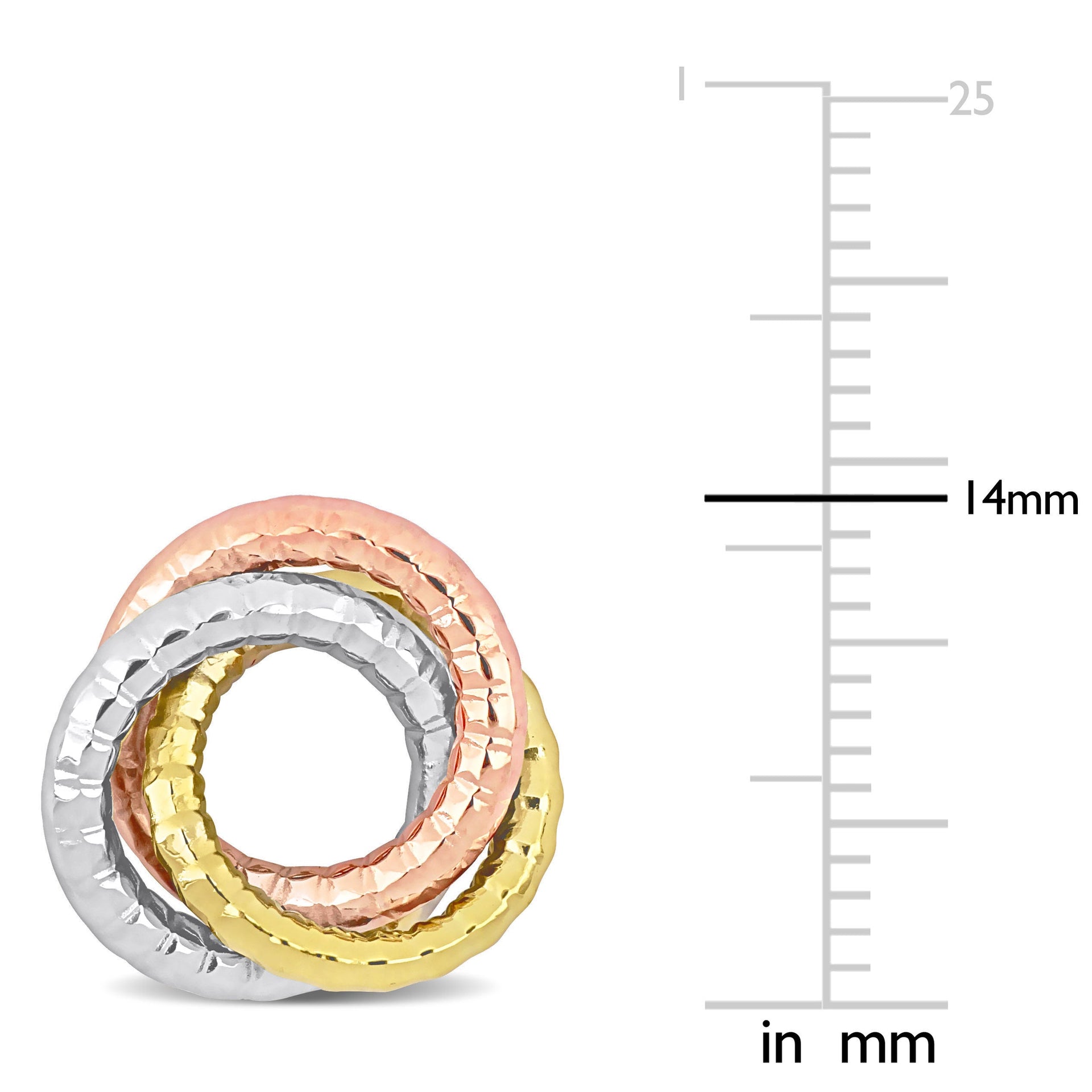 Open Love Knot Stud Earrings in 3-Tone Yellow, Rose and White 10K Gold