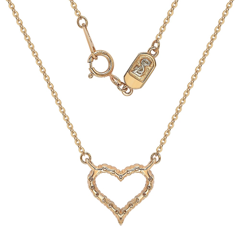 Suzy Levian 14K Rose Gold 0.25 ctw Diamond Heart Necklace