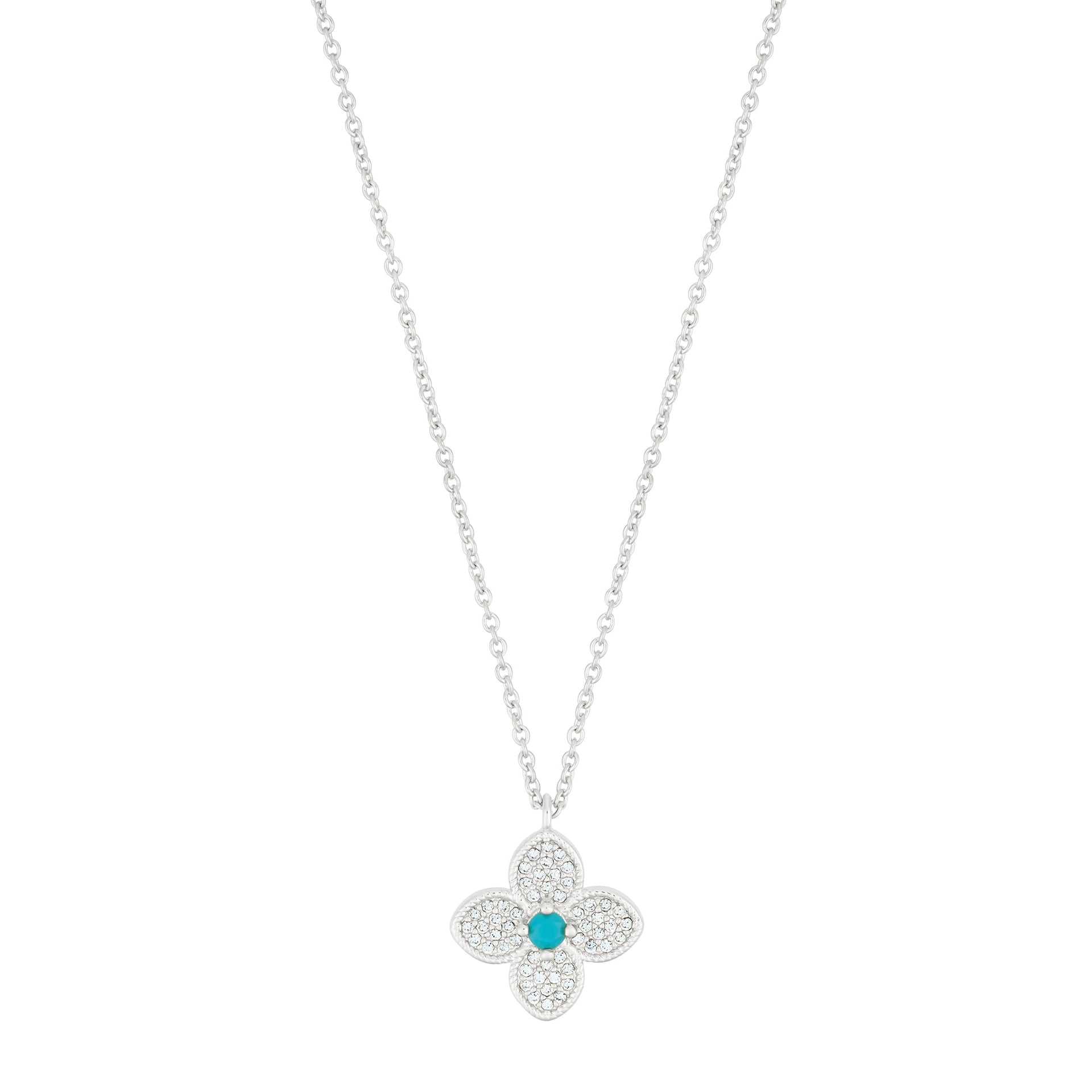 Silver Plated Turquoise Flower Necklace
