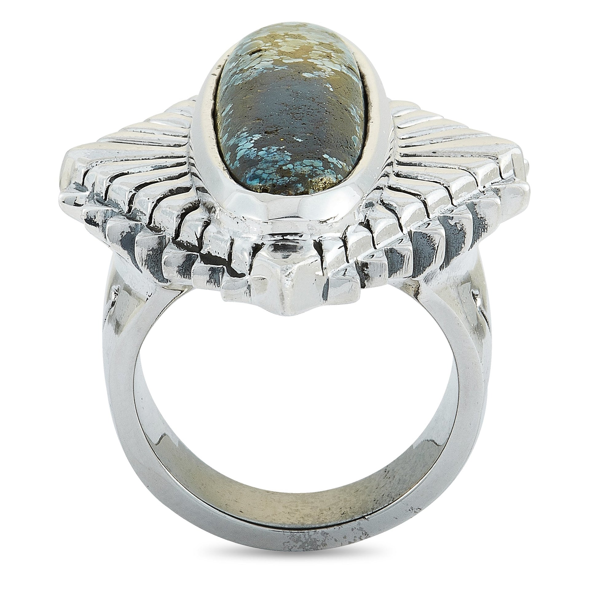Concho Silver and Spotted Turquoise Ring