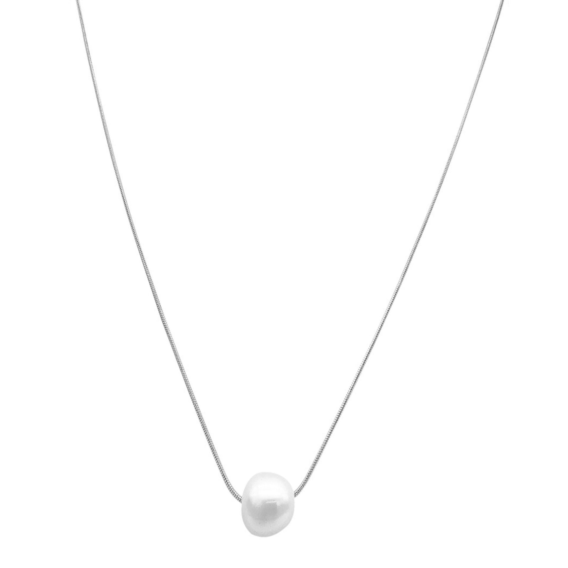 Adornia Pearl Chain Necklace silver