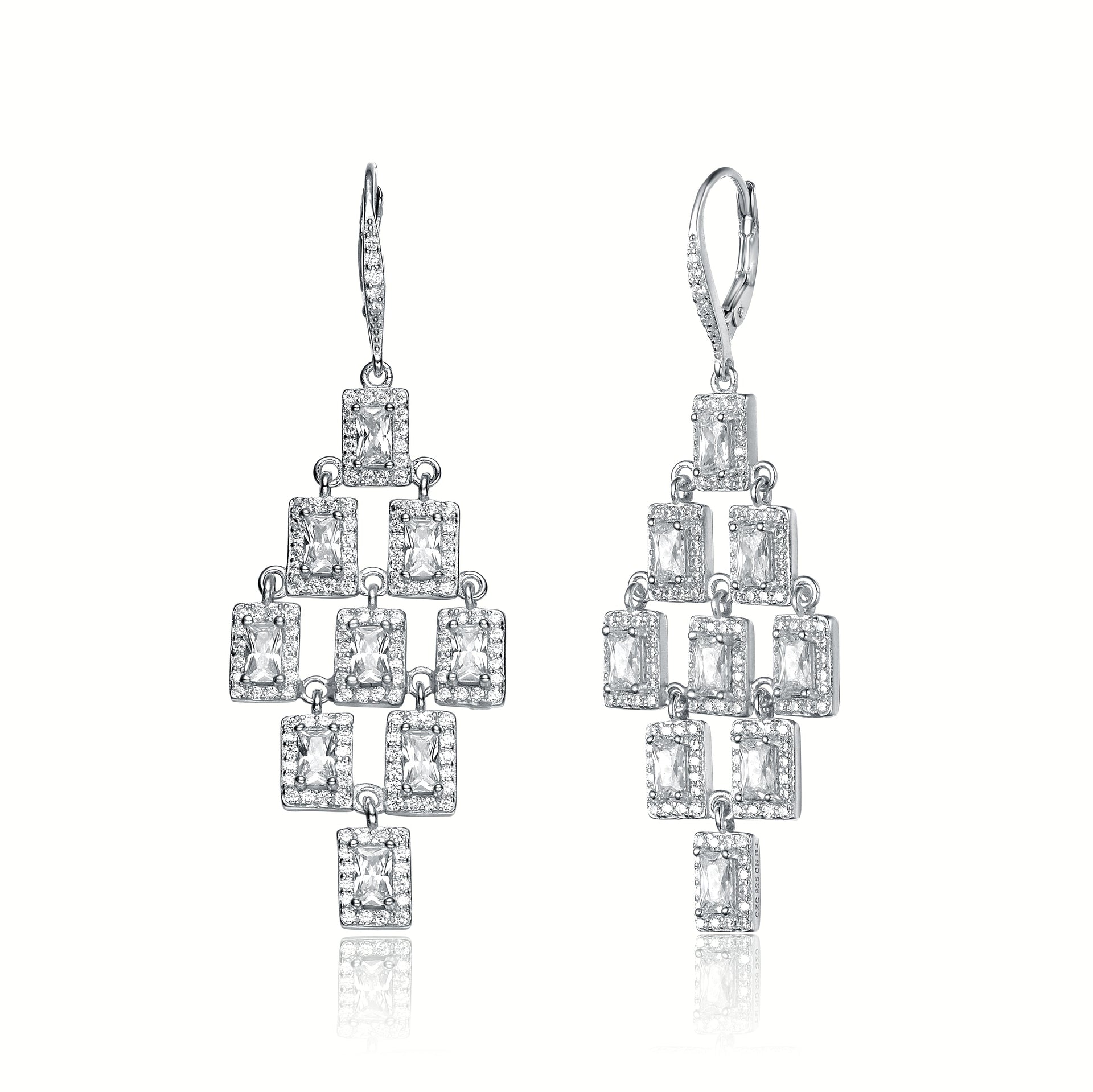 Sterling Silver Cubic Zirconia Chandelier Earrings