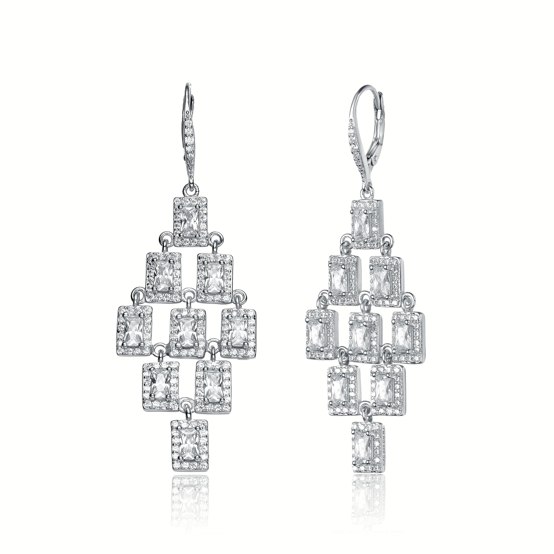 Sterling Silver Cubic Zirconia Chandelier Earrings