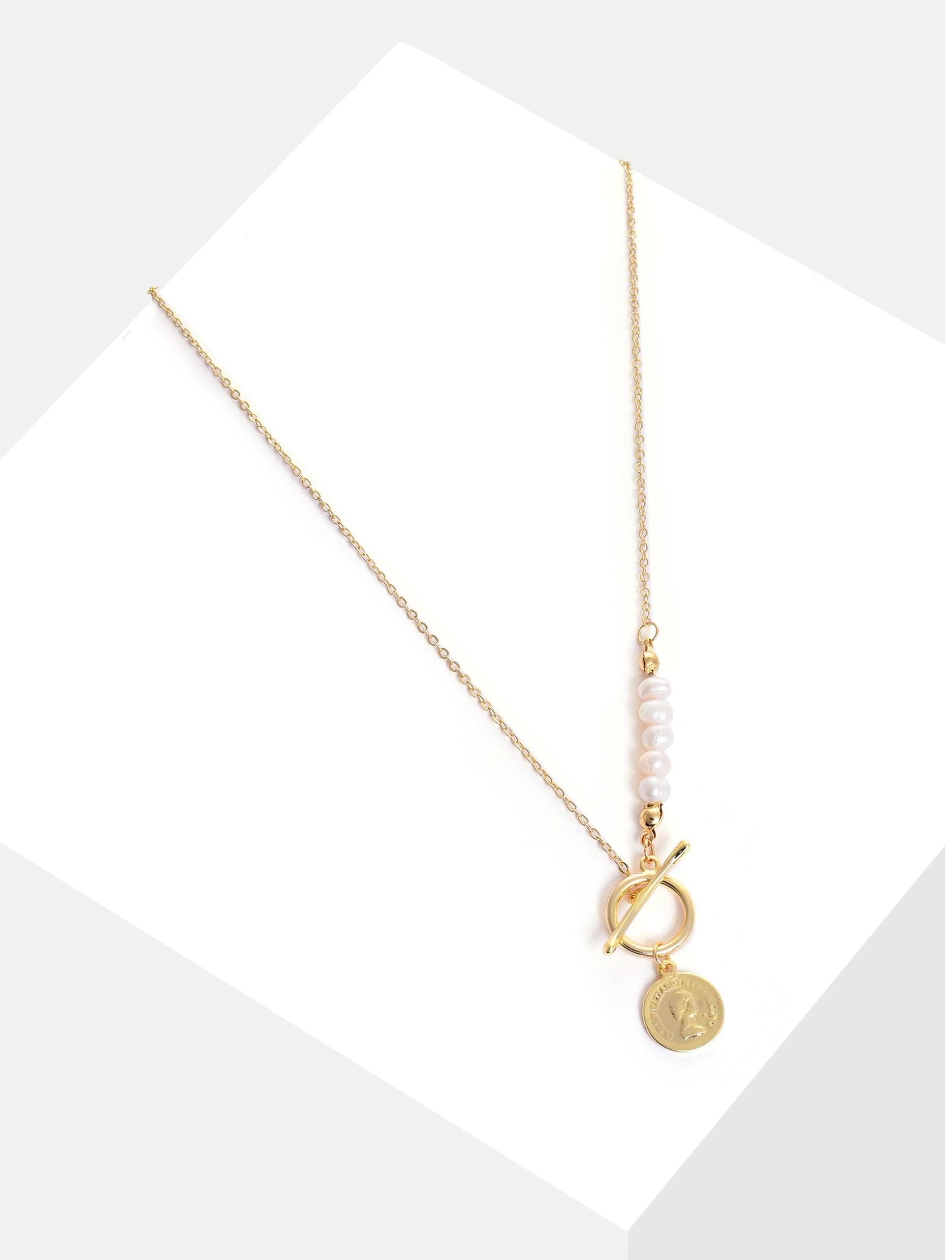 Gold Plated Coin Pattern Necklace