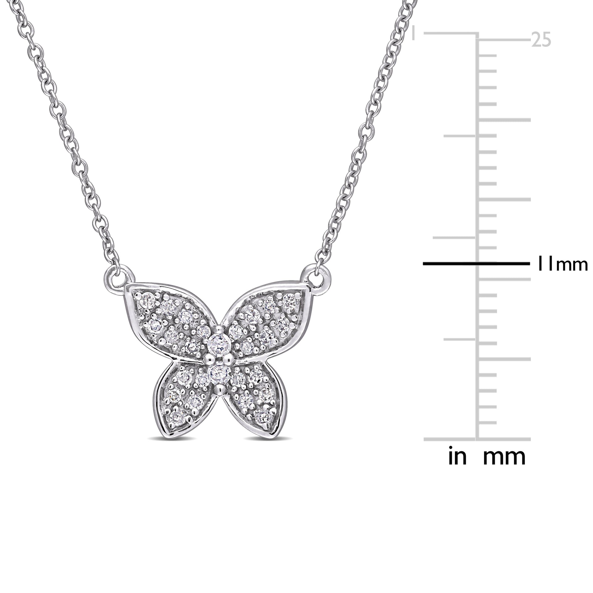 1/8 CT TW Diamond Butterfly Pendant with Chain in 10K White Gold
