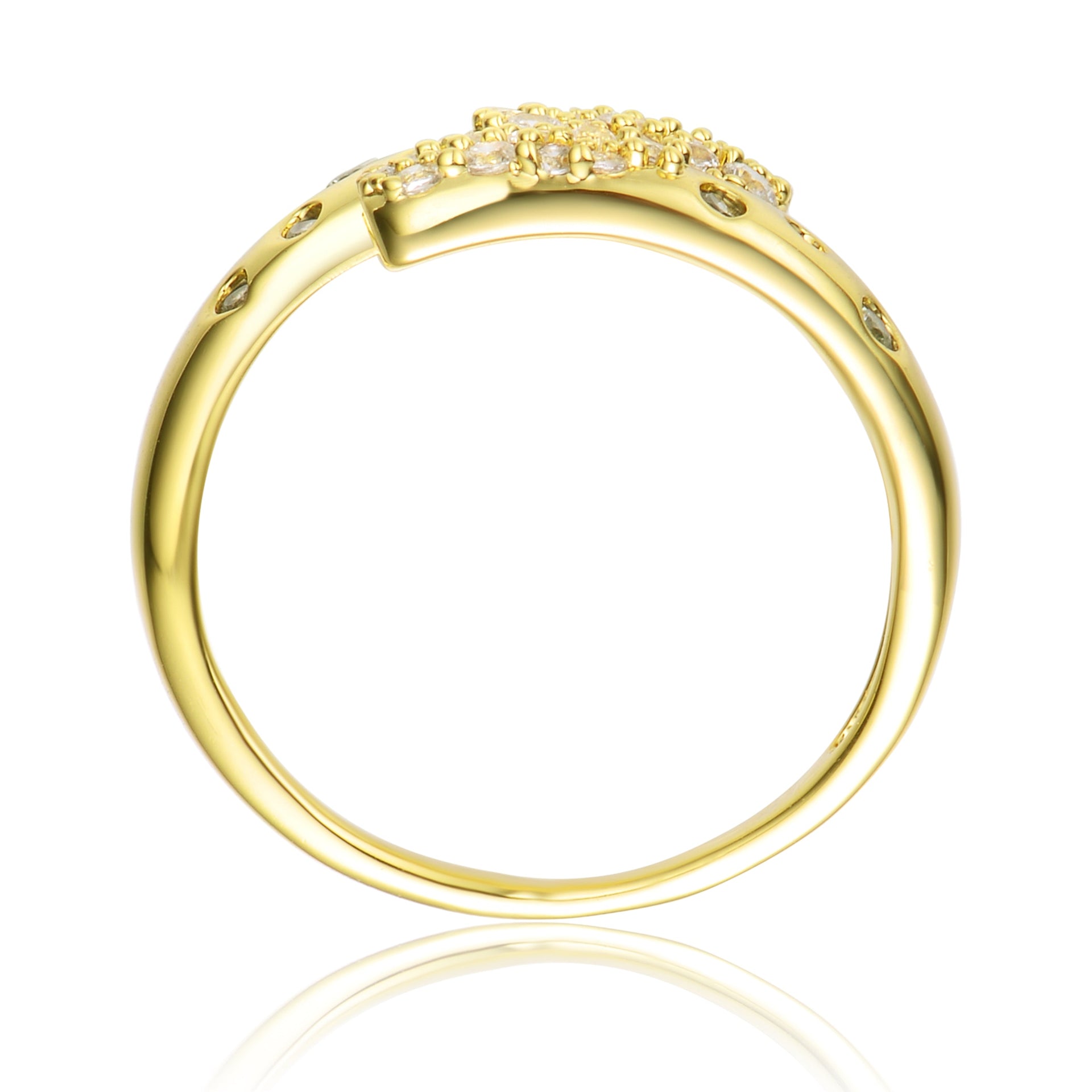 Gold Plated Clear Cubic Zirconia Bypass Ring