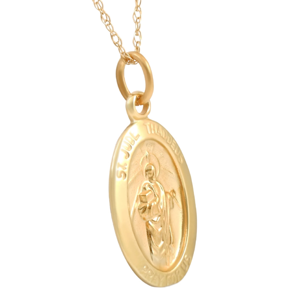 14k Yellow Gold Gold St. Jude Thaddeus Medal Pendant .5' Tall 1 Gram