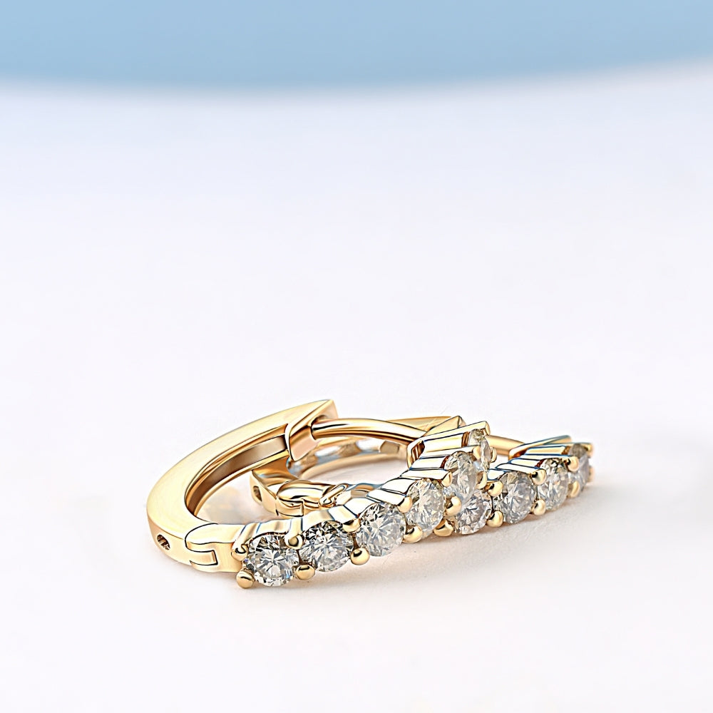 3/4 Ct TW Diamond Hoops Women's Earrings in White or Yellow Gold 15mm tall