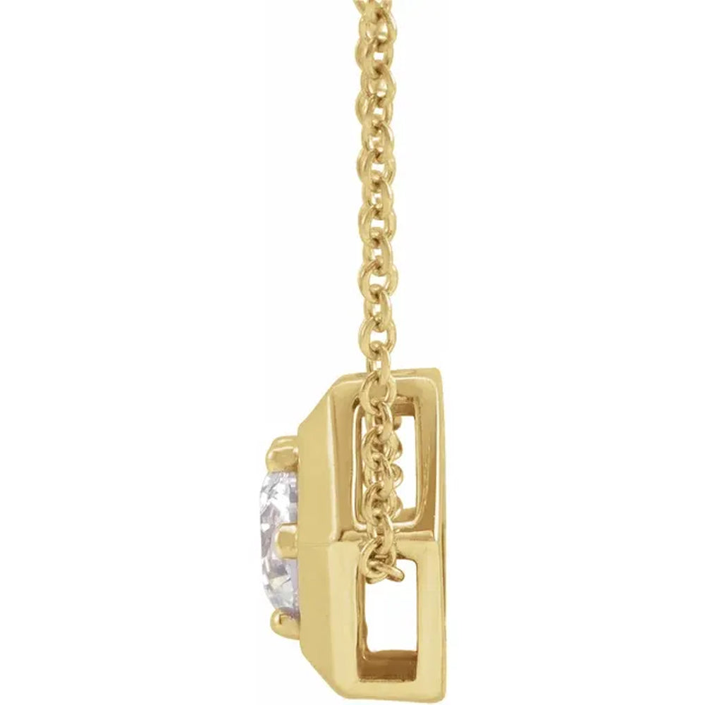 14k Yellow Gold 1/2 ct Lab Grown Diamond Solitaire Geometric Pendant Necklace