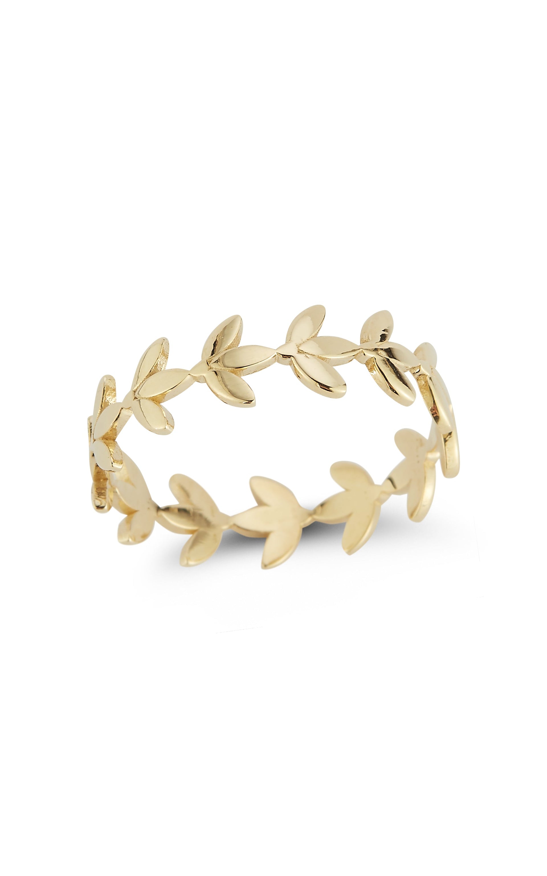 14K Gold Leaf Band Ring