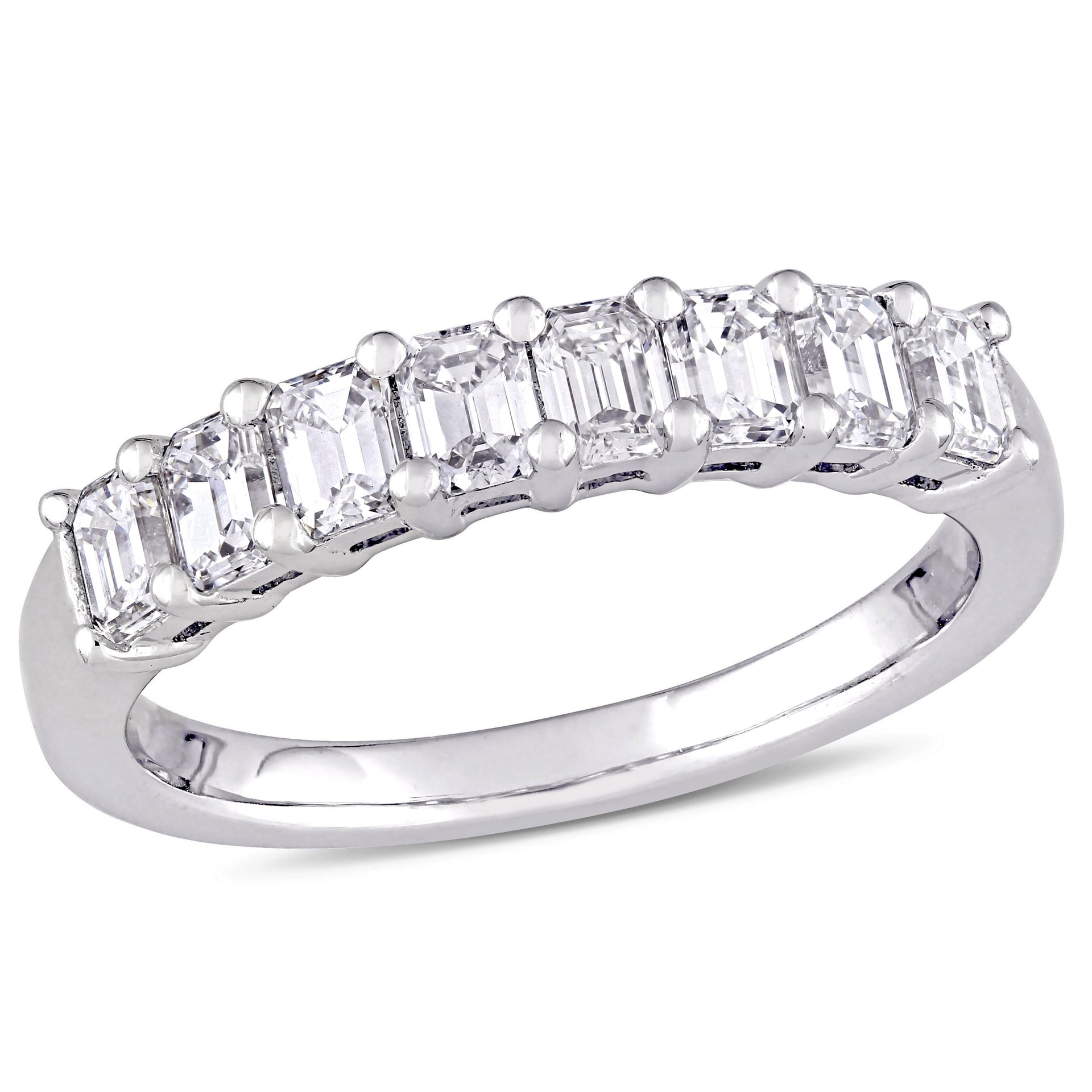 1ct TW Emerald-Cut Diamond Semi-Eternity Band in 14k White Gold