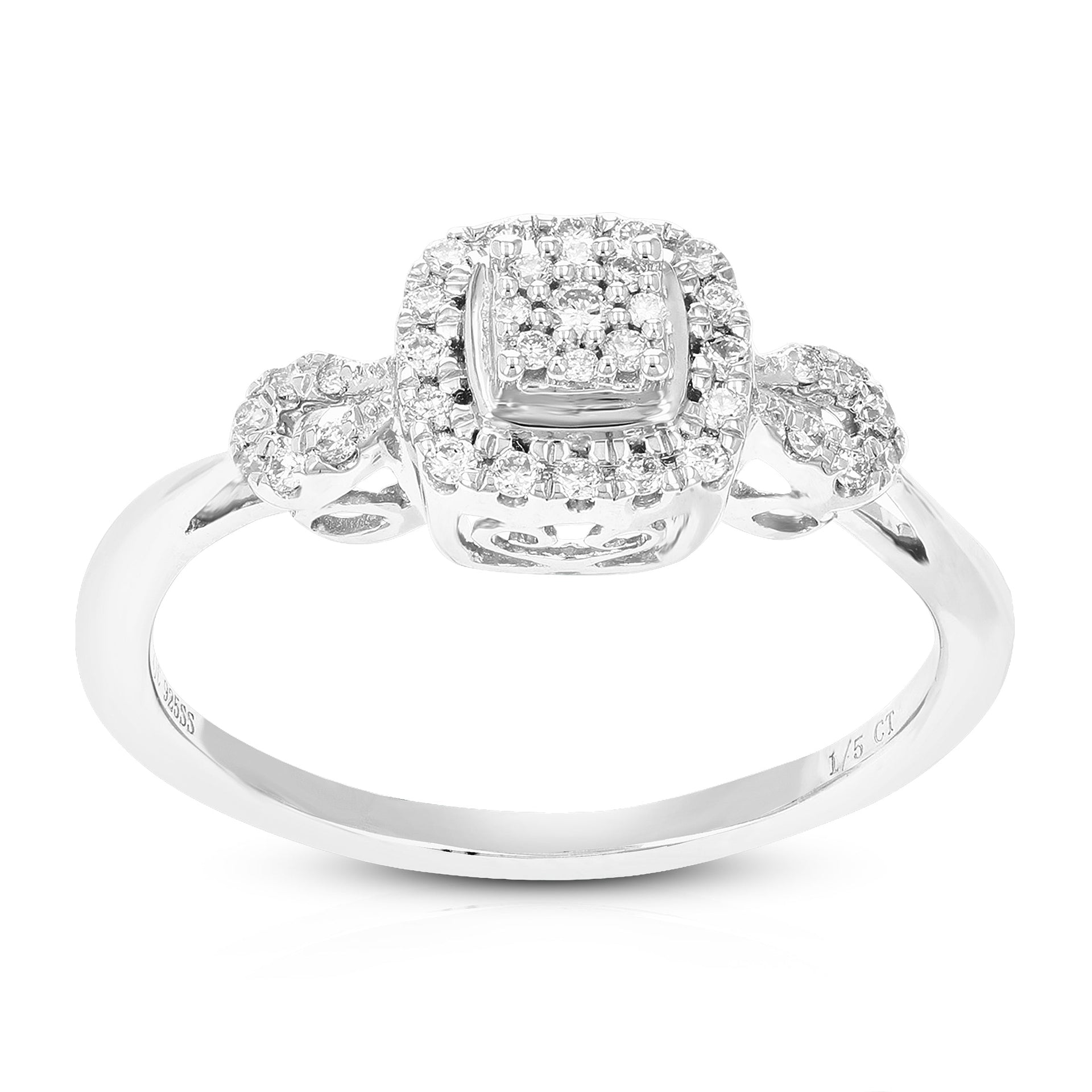 1/5 cttw Round Lab Grown Diamond Engagement Ring .925 Sterling Silver Prong Set