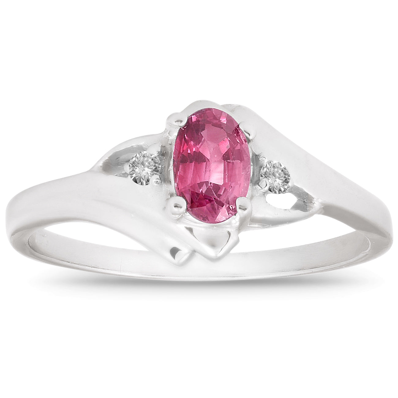 5/8 ct Oval Ruby & Diamond Ring 14K White Gold