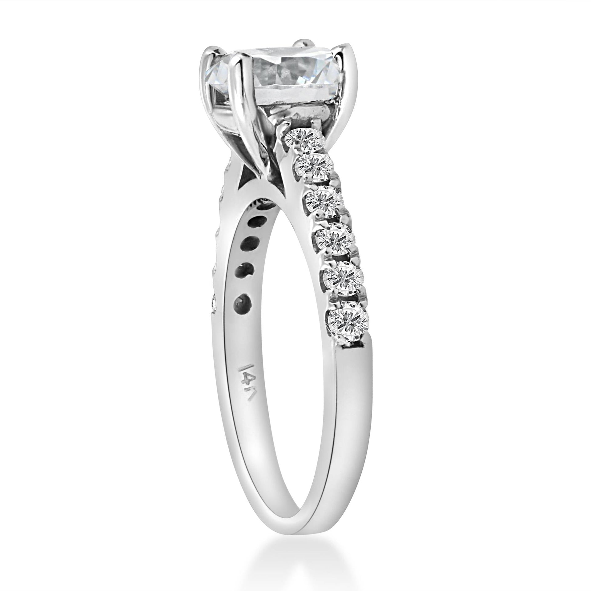 2 ct TDW Diamond Engagement Ring Solitaire With Accents 14K White Gold